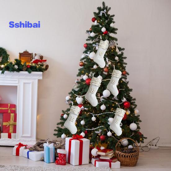 Рождественский чулок с вышивкой и ремешком, износостойкие носочки большой емкости с рождественскими буквами, подвесное украшение