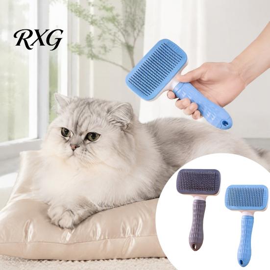 Fur Grooming Tool for Puppies And Kittens Self-Cleaning Pet Brush, Dog Shedding Brush with Rounded Tips, Ergonomic Hair Deshedding Long Short