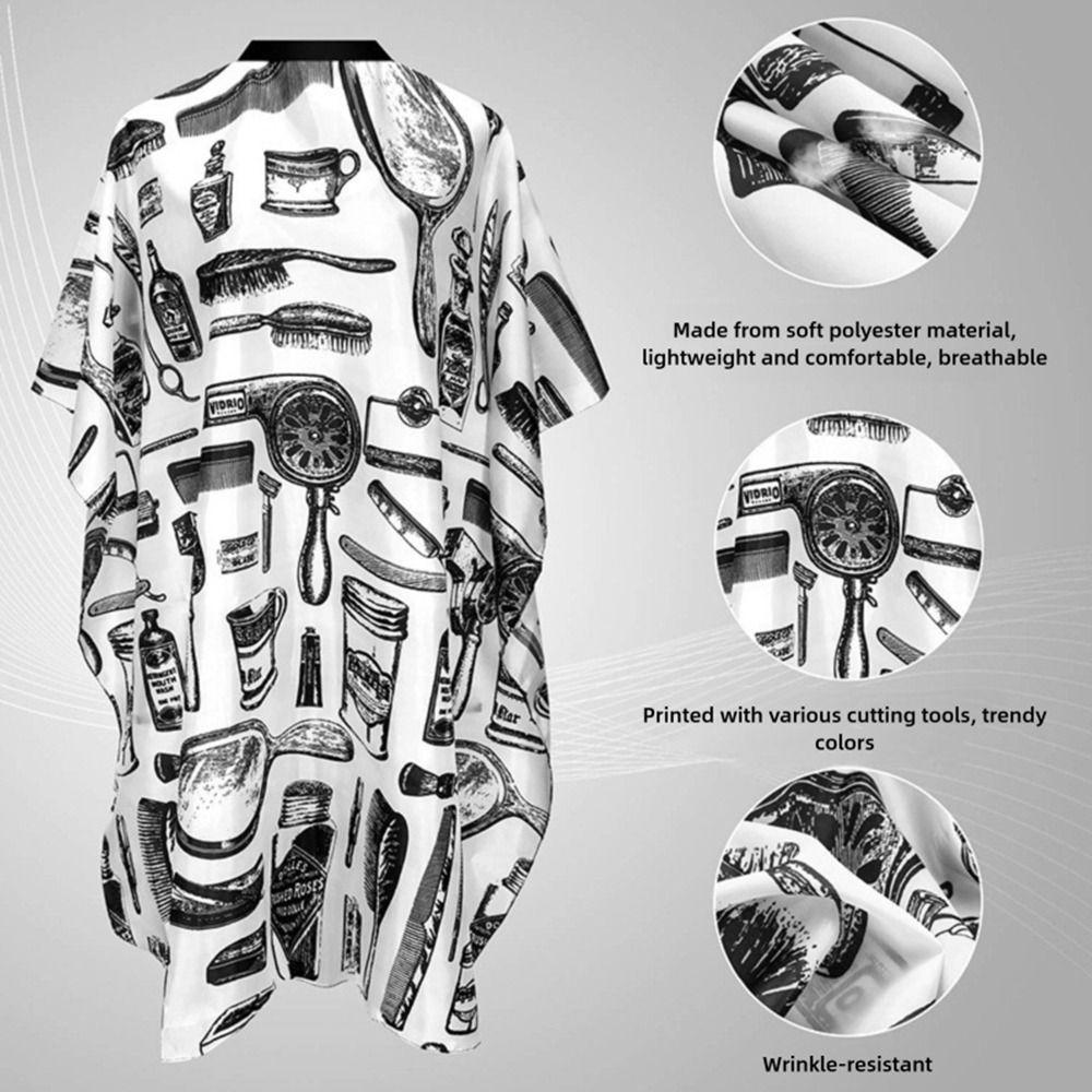 Салонный аксессуар Парикмахерский пеньюар Черный/С принтом расчески Парикмахерское пальто Парикмахерская мантия Парикмахерское