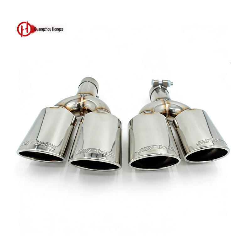 Mercedes AMG Quad Outlet Stainless Steel Tailpipe for W204 C-Class, W212 E63, C63, S-Class, S65.