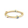 London Blue Topaz Bezel- 925Set Stacking Band Ring - 925 Sterling Silver Gold Vermeil