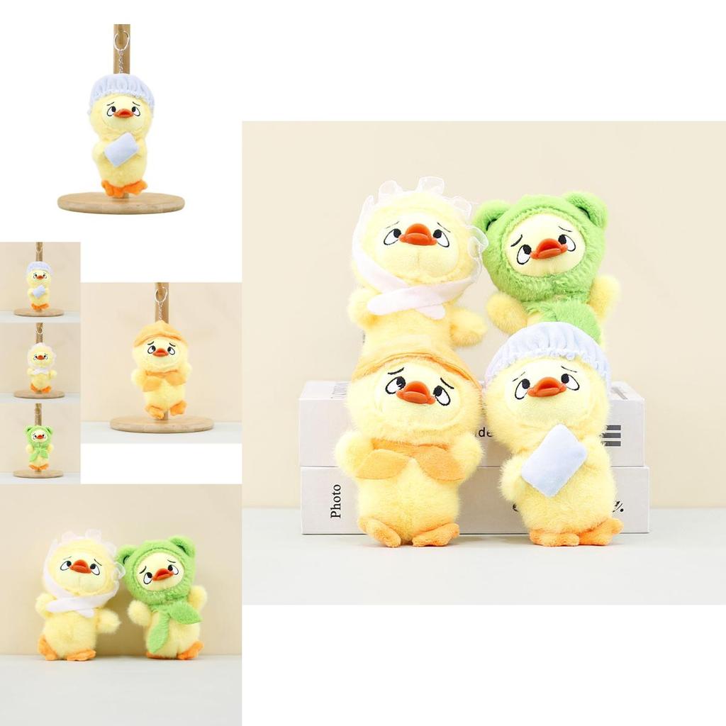 Fluffy Plush Annoying Duck Keyring Short Plush Animal 14cm Fun Desk Accessory