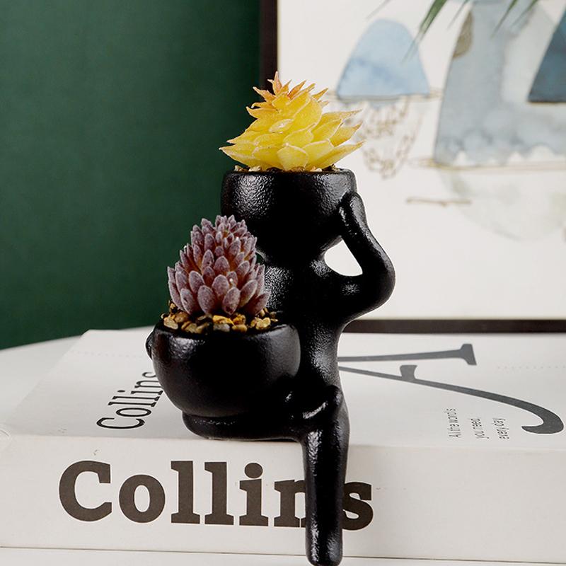 Абстрактная керамическая маленькая цветочная ваза креативная мясистая зеленая ваза для растений контейнер для домашнего рабочего стола украшения поделки садовые украшения