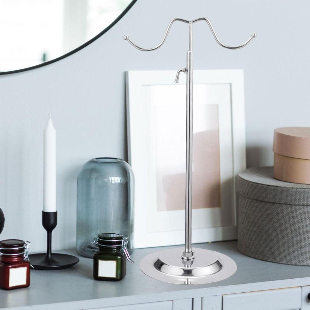 Curved Hook Handbag Display Stand Single/Double Hook Jewelry Storage Shelf Wig Hanger Silk Scarves