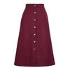 Women's Corduroy Skirt Single Breasted High Waisted Long Skirt