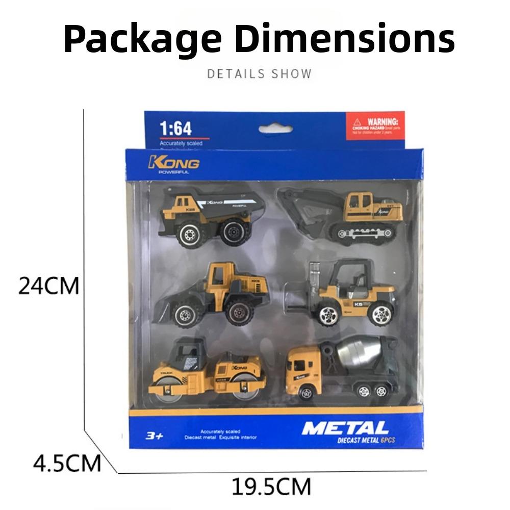 6pcs/set Mini Vehicle Excavator Tractor Toy 2 Styles Classic Construction Car Model