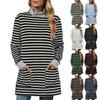 Women's Fashion Casual Round Neck Striped Knit T-Shirt Long Sleeve Top