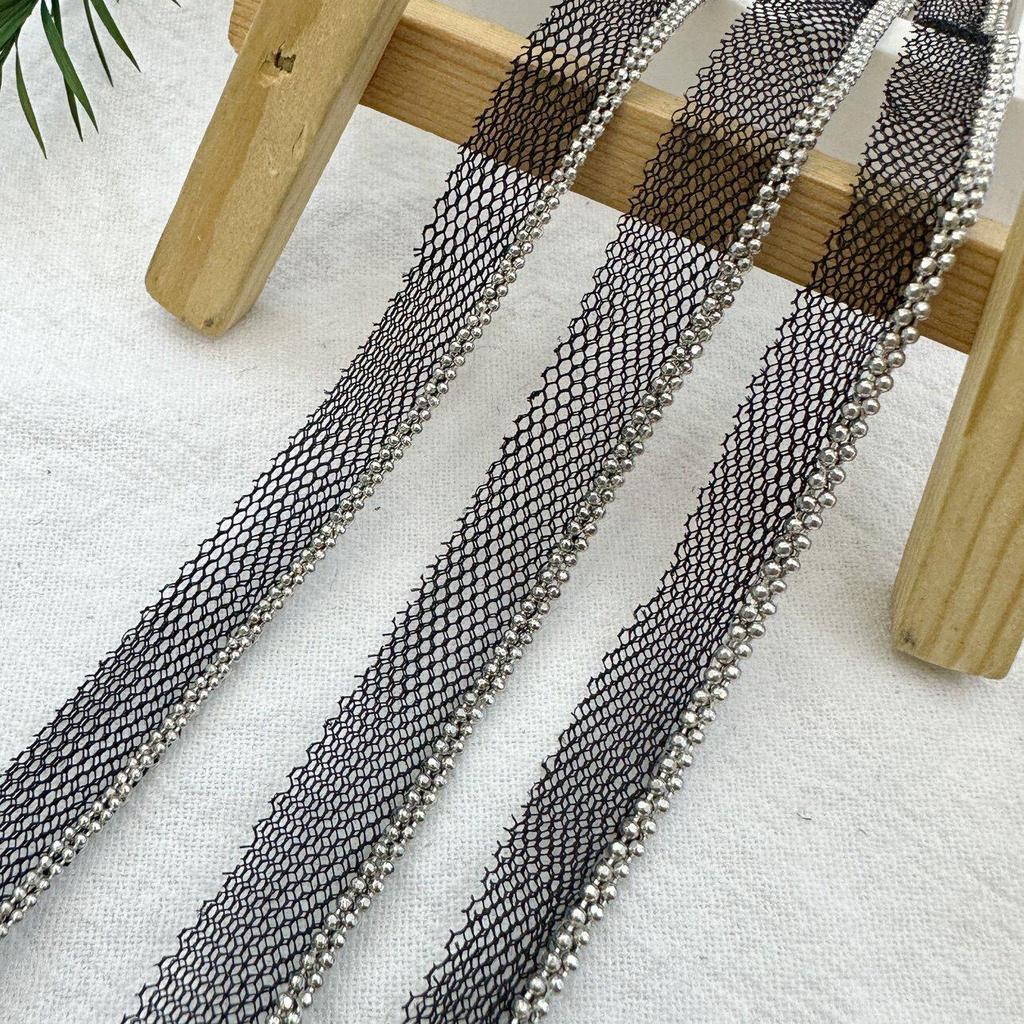 Двухрядная цепочка из бусин Металлическая сетка Кружево для DIY шитья: Воротник, Одежда и Украшение для Штанов