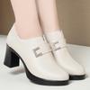 Модные весенне-осенние универсальные мягкие кожаные туфли женские элегантные туфли с глубоким носком на шпильках для офиса деловые платья водонепроницаемые туфли на платформе