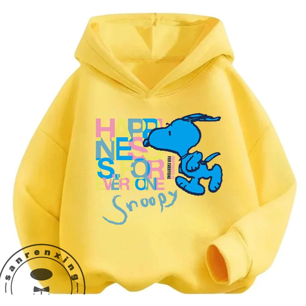 Casual Street Wear Hoodie Cute Cartoon Print Winter Trendy Kids Hooded Top Snoopy Boys Girls