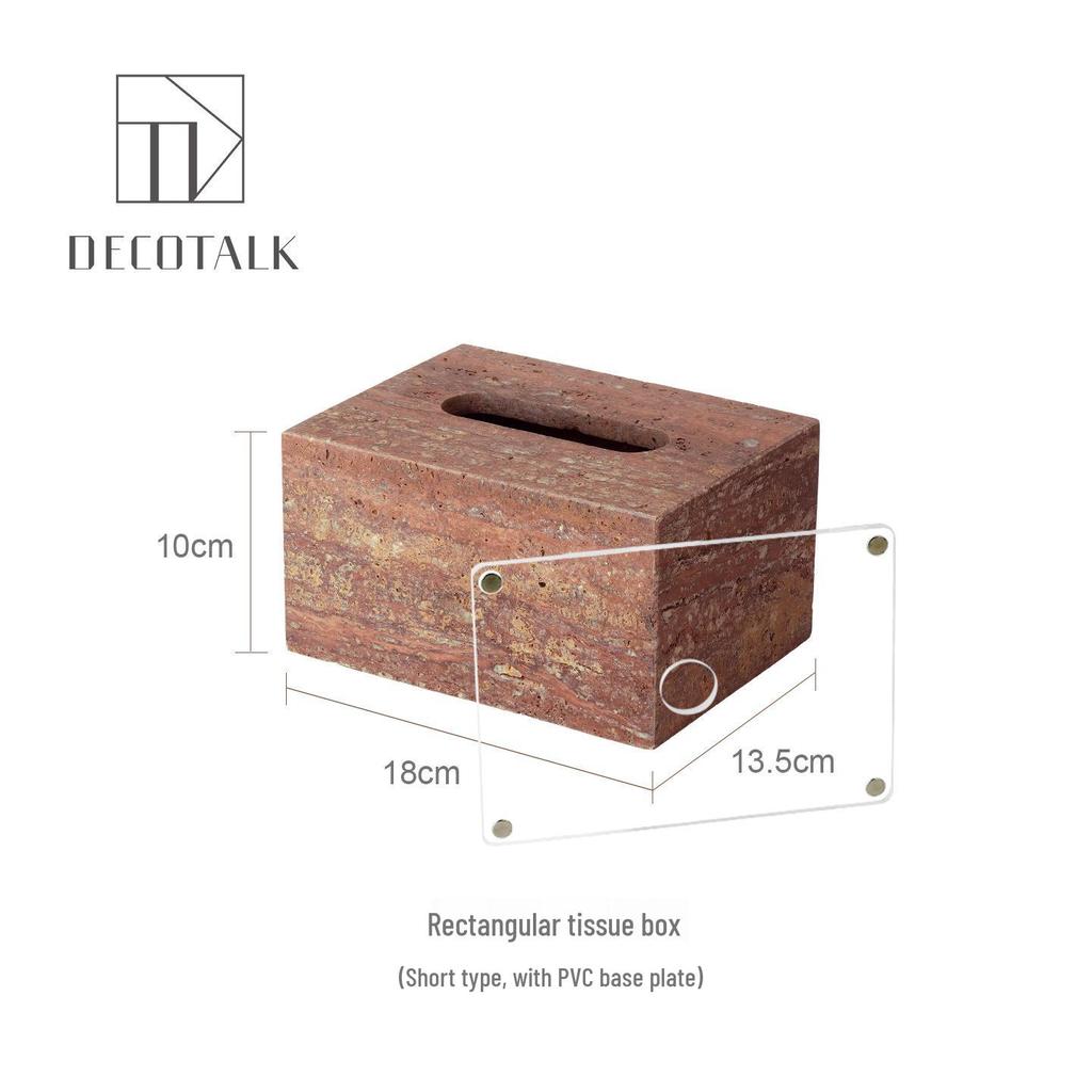 Набор DecoTalk Wabi-sabi Красный Травертин для Ванной Комнаты: Раковина с Подносом-Диспенсером для Ароматических Салфеток