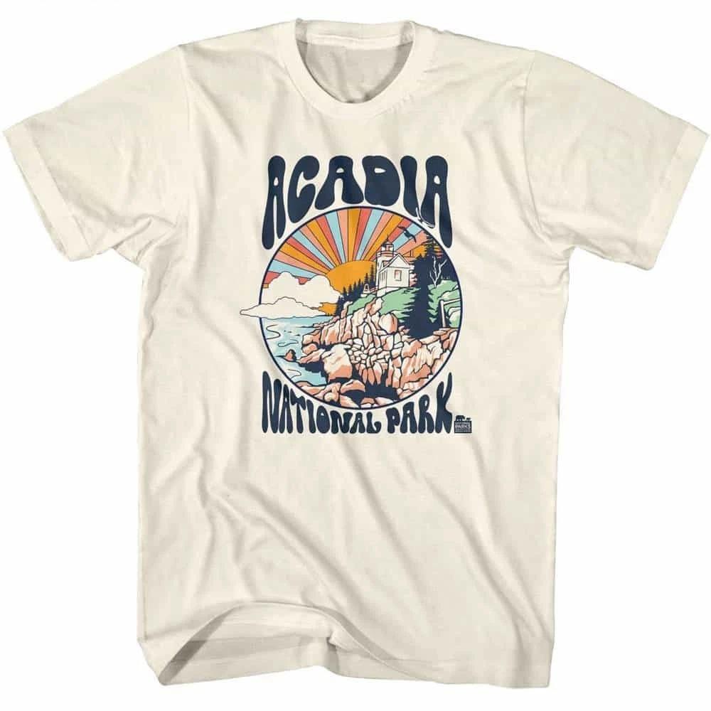 Acadia Park Lighthouse Sunrise Men's T Shirt