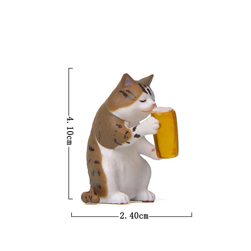 Cute Mini Cat Ornament Garden Kitten Statue Gift Room Decor Kawaii Fridge Magnets Miniature Beer Cat Magnetic Home Decoration