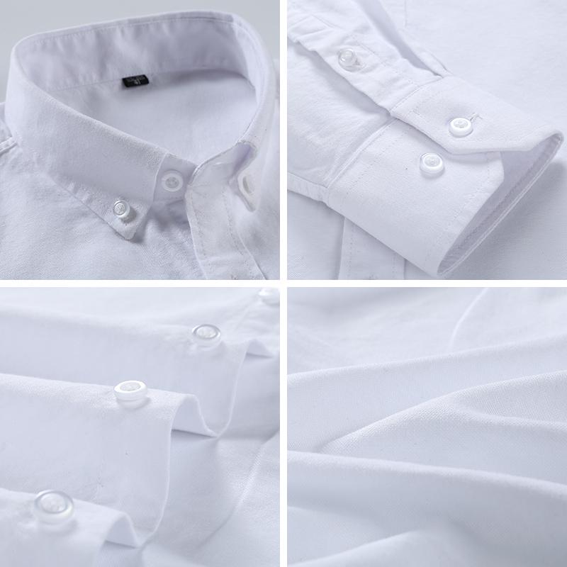 Plus Size 100%cotton Oxford Casual Shirts for Busines Men Long Sleeve Autumn Spring Winter Plain Striped Plain Without Front Pocket
