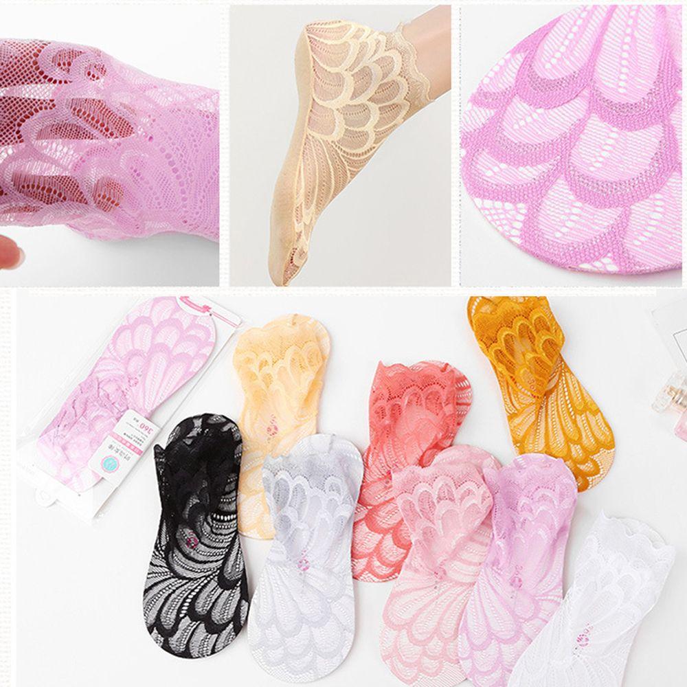 Fashion Anti skid Liner Summer Lace peacock Cotton Hosiery Ankle Socks Low Cut
