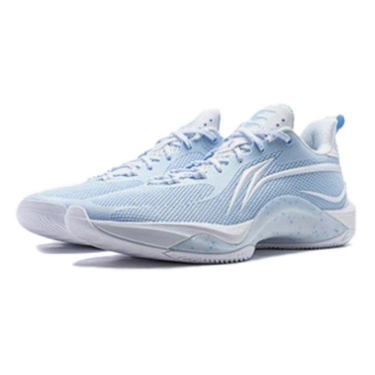 Li Ning Flashing Anti-Slip Durable Low-Top Basketball Shoes Men Sneakers White Blue ABPU001-3