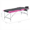 Folding Massage Table with 3 Zone Aluminum Frame Black and Pink