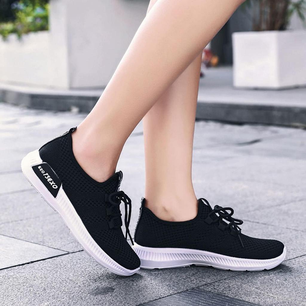 PAFHL Бег Ходьба Удобные Маленький Размер для Пожилых и Пожилых Женские Ультралегкие Туфли, Туфли, Дышащие, Посадка, Носок, Белый, 22,5 см,