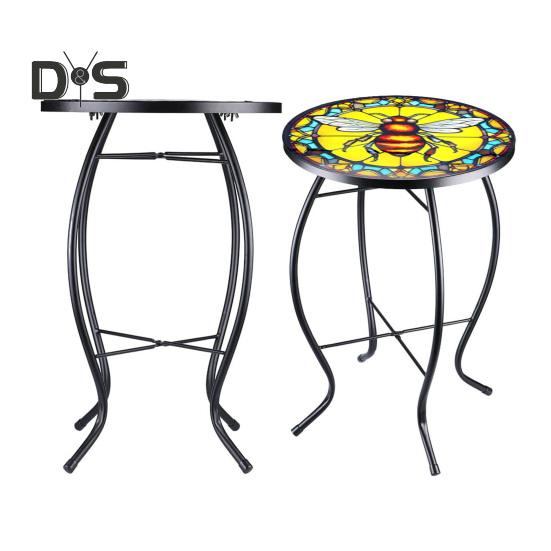 Металлический приставной столик диаметром 10,2 дюйма, круглый журнальный столик для патио, устойчивый к погодным условиям, подставка для цветочных горшков, вазы, для домашнего использования в помещении и на открытом воздухе