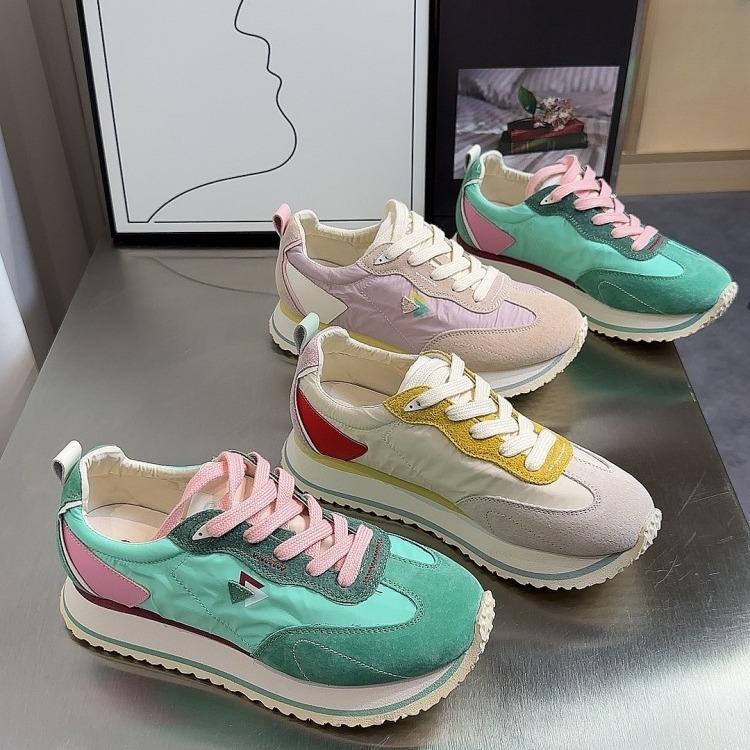 Ретро вафельные женские летние туфли Cortez с толстой подошвой и увеличенным цветным блоком, подходящие повседневные спортивные туфли для папы