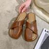Niche Design Sense Flat Bottom Cool Slippers Women Wear 2024 Summer New Fashion Retro One-pedal Bag Head Slippers Women