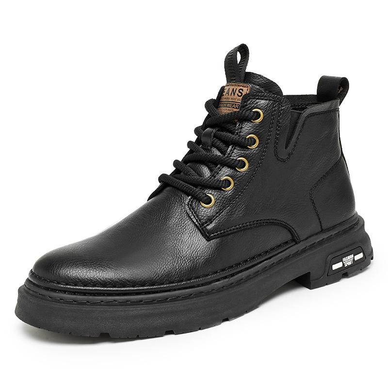 High Quality Men Casual Leather Outdoor Motorcycle Boot Vintage Flat Designer Round Toe Boots Punk Classic Cowhide High Top Shoe