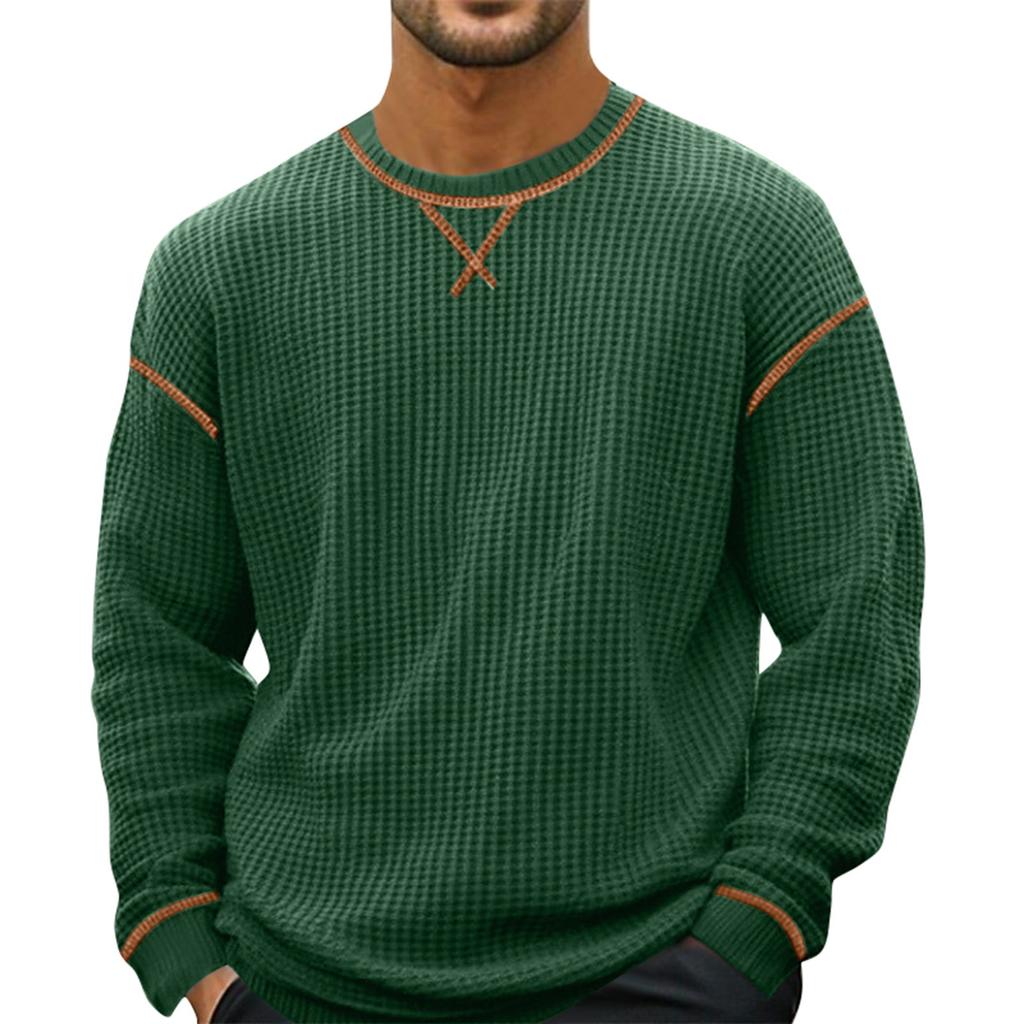 Men's Solid Color Round Neck Long Sleeve Tops Men's Sports Large Size Casual Round Neck Tops