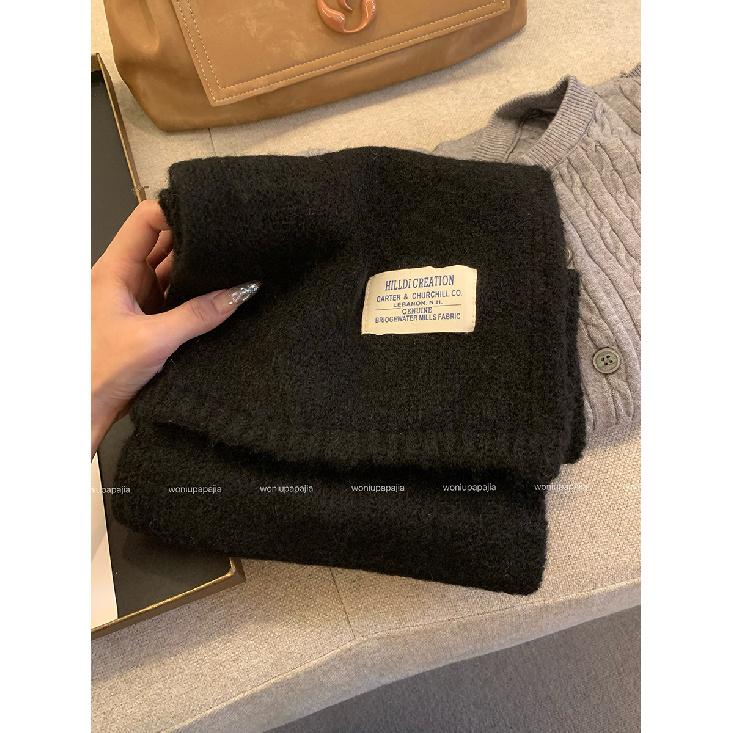 Новый вязаный шерстяной вязаный кашемировый шарф для женщин и пар, новый универсальный однотонный шарф для зимы