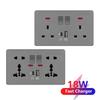 Universal USB Type-c 18W Fast Charge Power Socket plug,Home Wall Light Switch,UK 13A with Dual USB Electrical Outlet AC110-250V