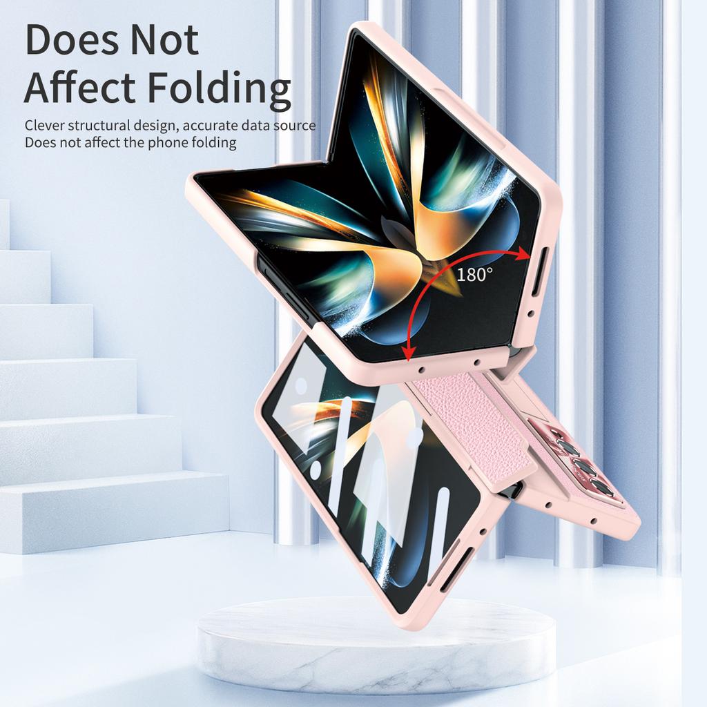 Для Samsung Z Fold4 Прочный чехол из стеклянной пленки для Samsung Galaxy Z Fold4 Fold 4 5g Zfold4 Противоскользящий кожаный чехол