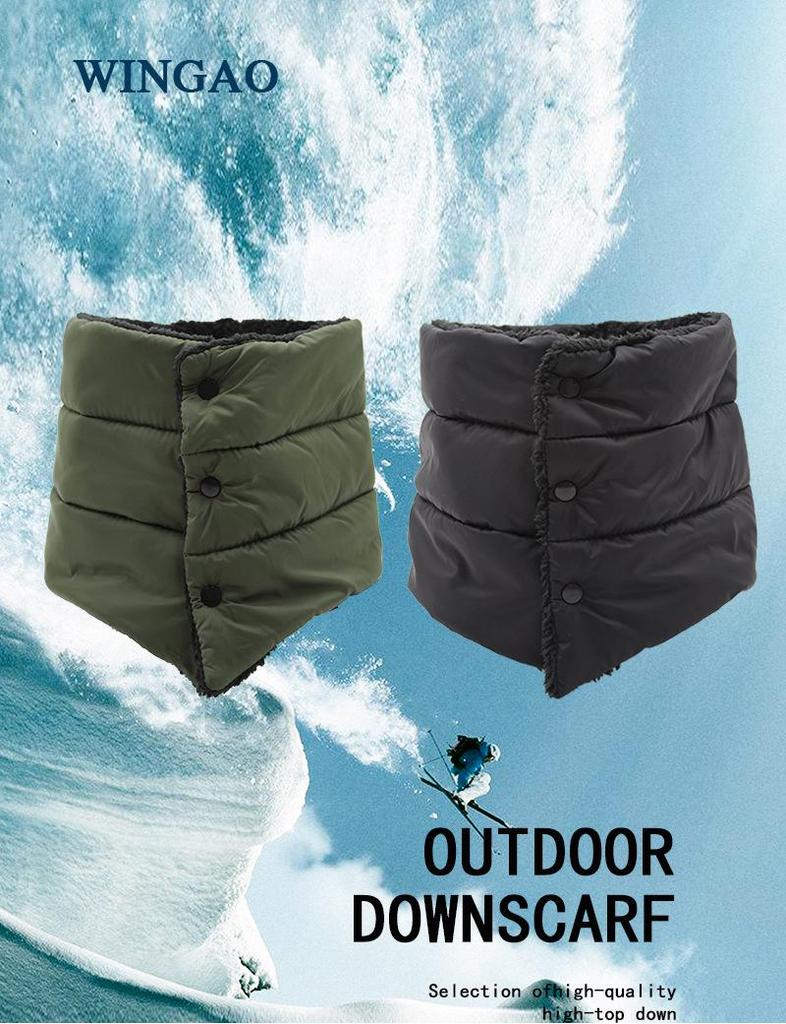 Water-Repellent Warm Plus Velvet Neck Warmer Scarf – Button Style, Solid Color for Autumn/Winter Outdoors