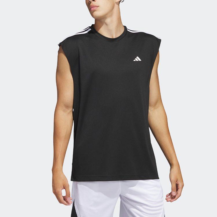 adidas Мужские майки Черные с круглым вырезом Умеренный прямой крой IC2464