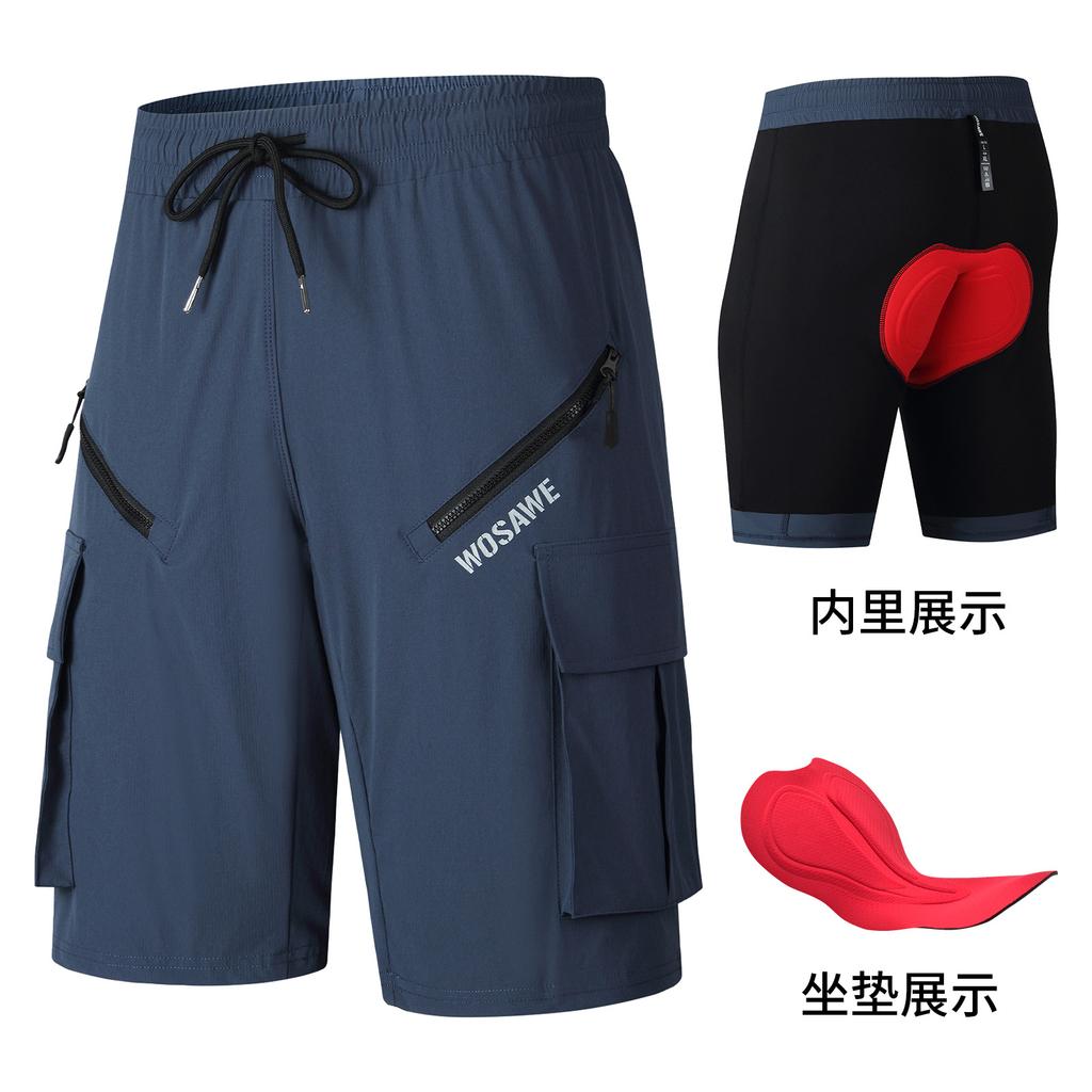 WOSAWE Summer Cycling Shorts Multi-Pockets Mountain Bike Shorts Bicycle Padded Shorts Shockproof MTB Bike Shorts Man Shorts
