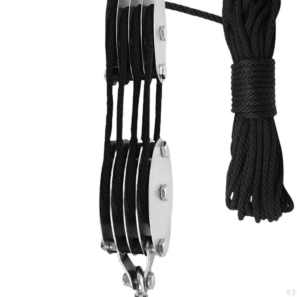 Блок канатной тали и полиспаста, система шкивов, портативный, сверхпрочный, вращающийся на 270 градусов крюк