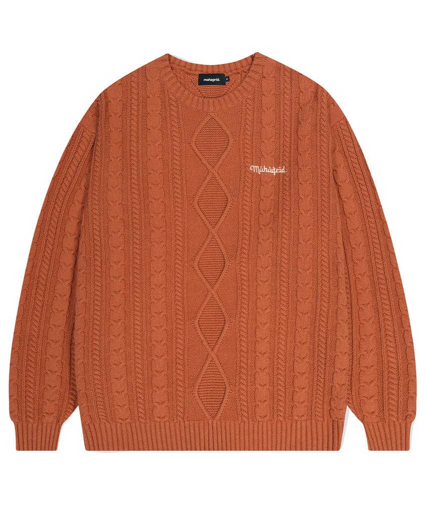 MAHAGRID Fisherman Knit Sweater Orange(Mg2Dfmk624A)