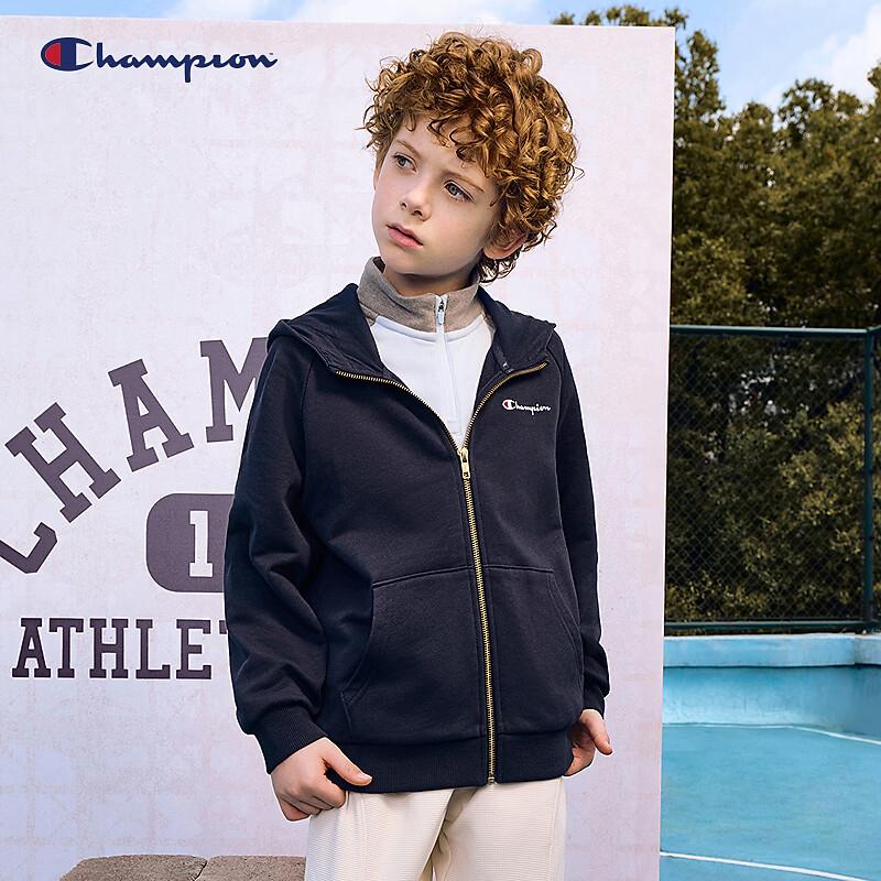 Champion Детская хлопковая толстовка с капюшоном на молнии с вышивкой