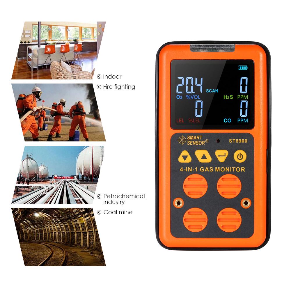 SMART SENSOR 4 In 1 Gas Detector HS and CO Monitor Industrial Digital Handheld Toxic Gas Carbon