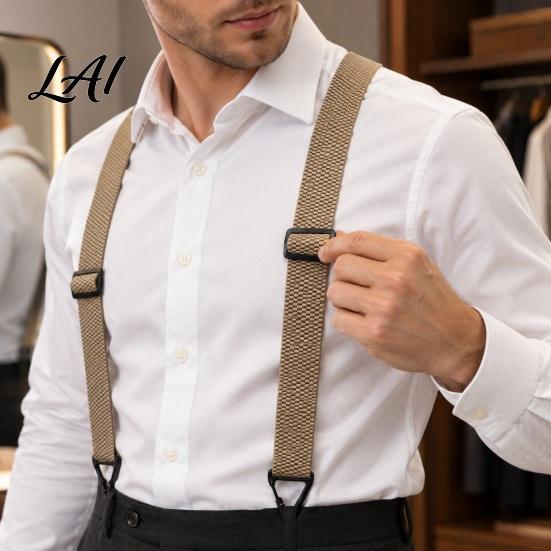 Adjustable Elastic Suspenders Hidden for Men Y-Back Under Clothing Braces 1.6 Inch Wide Length Elastic 3 Hook Clips Trouser Jeans Suit Pants