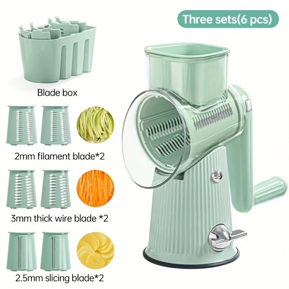 Multifunctional Vegetable Cutter, Roller Shredding and Slicing Meat Grinder, Household Anti-injury Hand Crank Wire Wiping Artifact