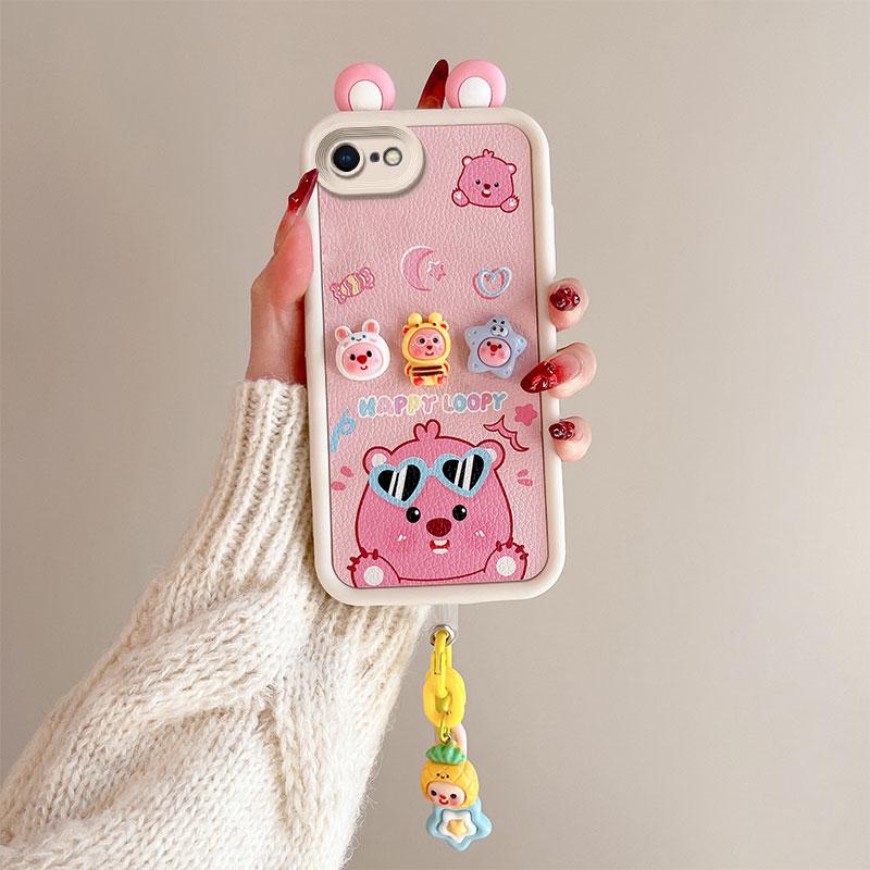 KEYSION Чехол с милым 3D-мультяшным ушком для iPhone SE 2020 2022 с браслетом, силиконовый противоударный чехол для iPhone 8 7 6s Plus