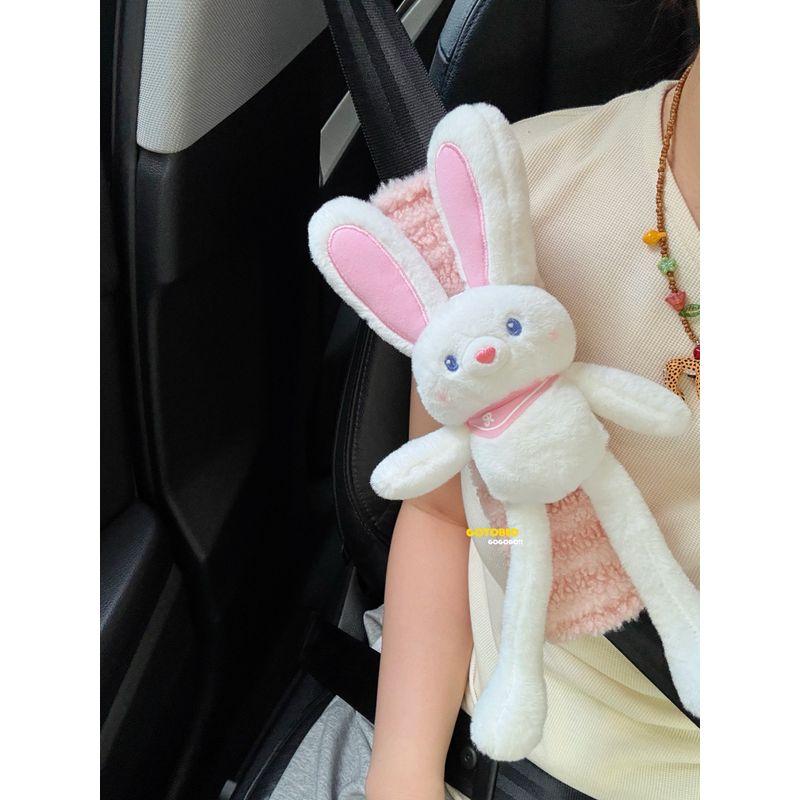 Gotobed Pink Bunny Healing Car Seatbelt Shoulder Pad Cartoon Car Decoration Anti-Neck Strain Cover