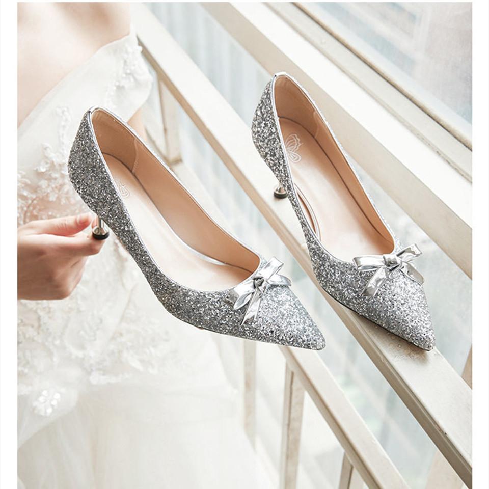 Cresfimix Zapatos De Mujer женские милые легкие серебристые свадебные туфли на шпильках женские повседневные туфли на золотистом блестящем каблуке A9426
