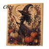 Unique Birthday Gifts for Her Ghost Faux Pearl Art DIY Kit with Frame, Halloween Cat Painting Wall Decor Ornaments Kit, 3D Witch Pumpkin Craft Adults,