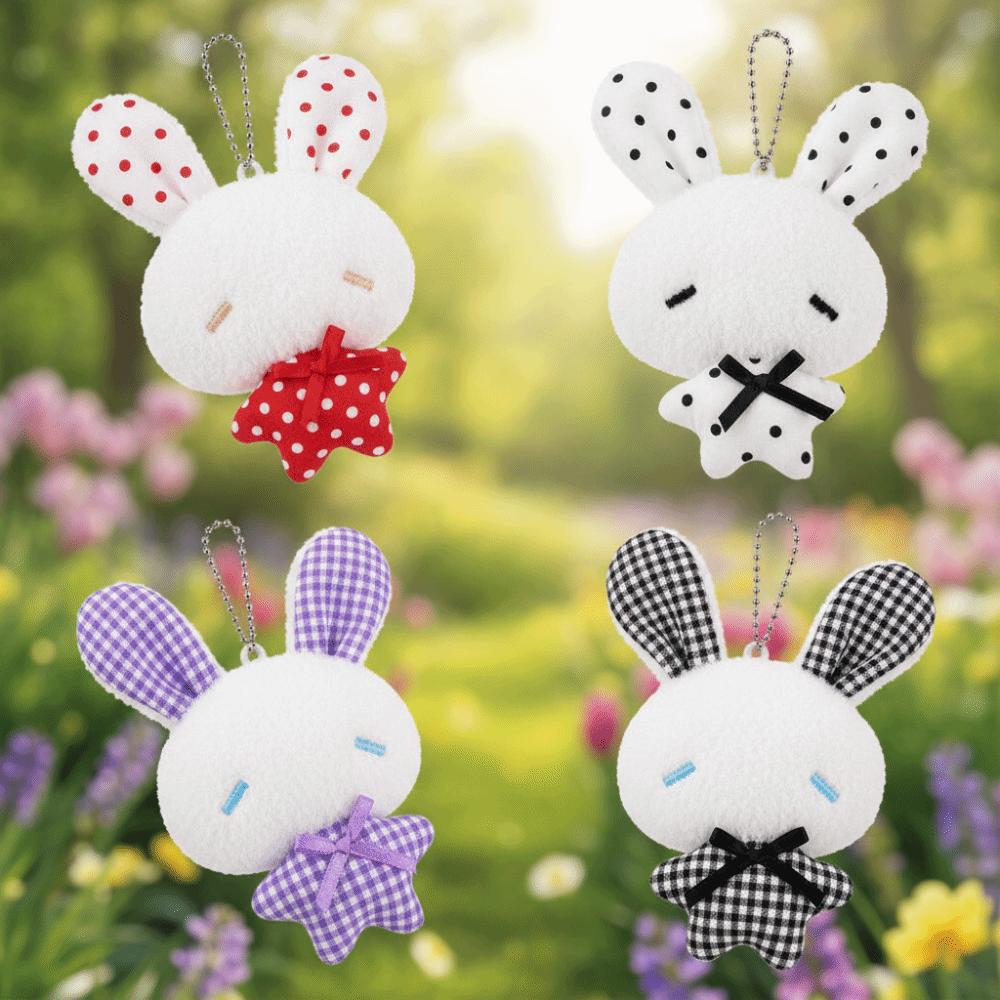 Soft Stuffed Plush Bunny Keychain Bead Chain Stuffed Bag Charm Rabbit Doll Pendant  Girls Gifts