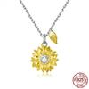 Silver Sunflower Necklace 925 Sterling Silver Gold Color Lucky Necklace Gift for Women Fashion Necklace Jewelry