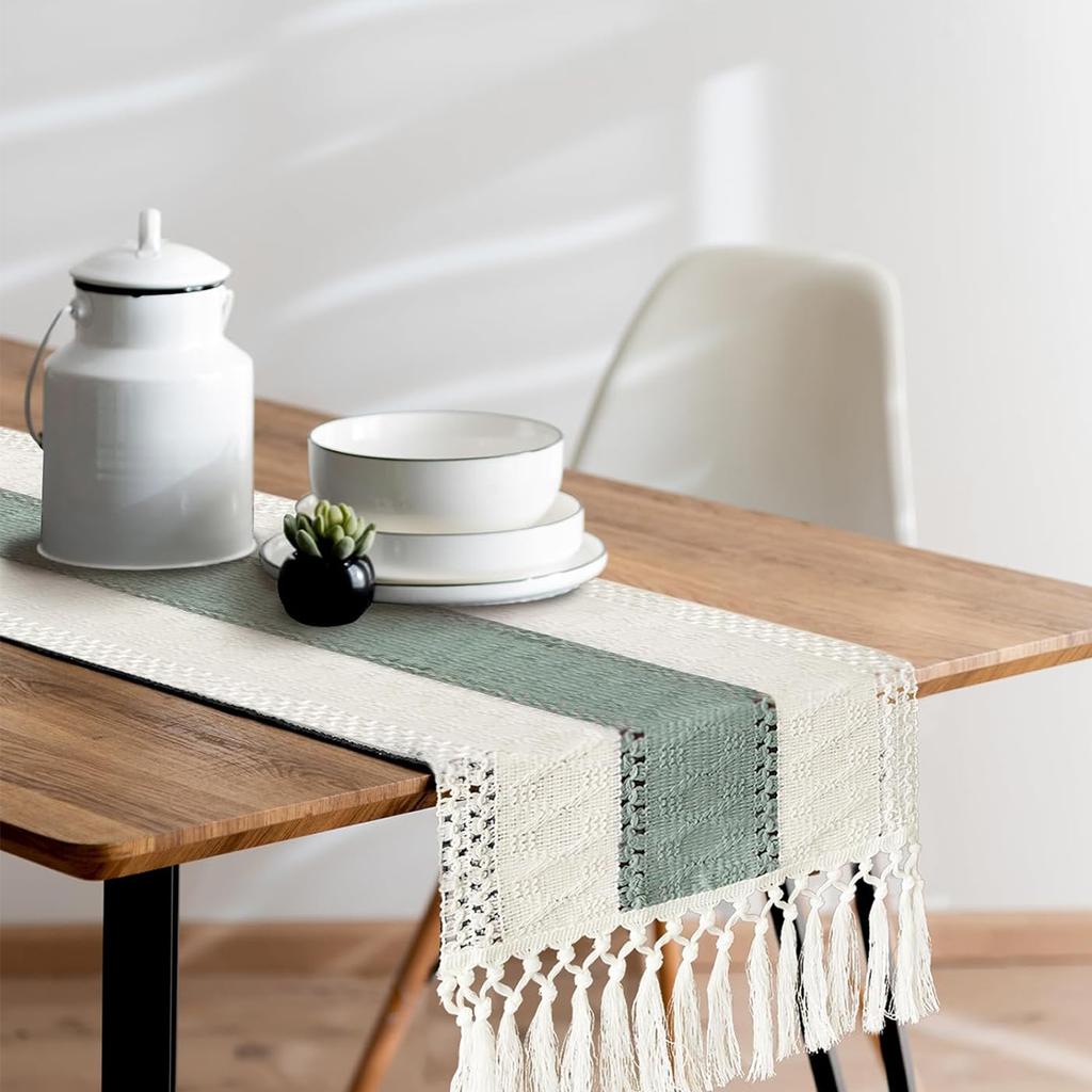 Бохо осенняя дорожка для стола фермерский дом мешковина хлопковая дорожка для стола с кисточками плетеный макраме украшение для дома гостиная стол