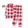 Cotton Flannel Women's Long Pants Pajamas Sets for Sleepwear Plaid Design Loose Autumn and Winter Long Sleeve Trouser Suits