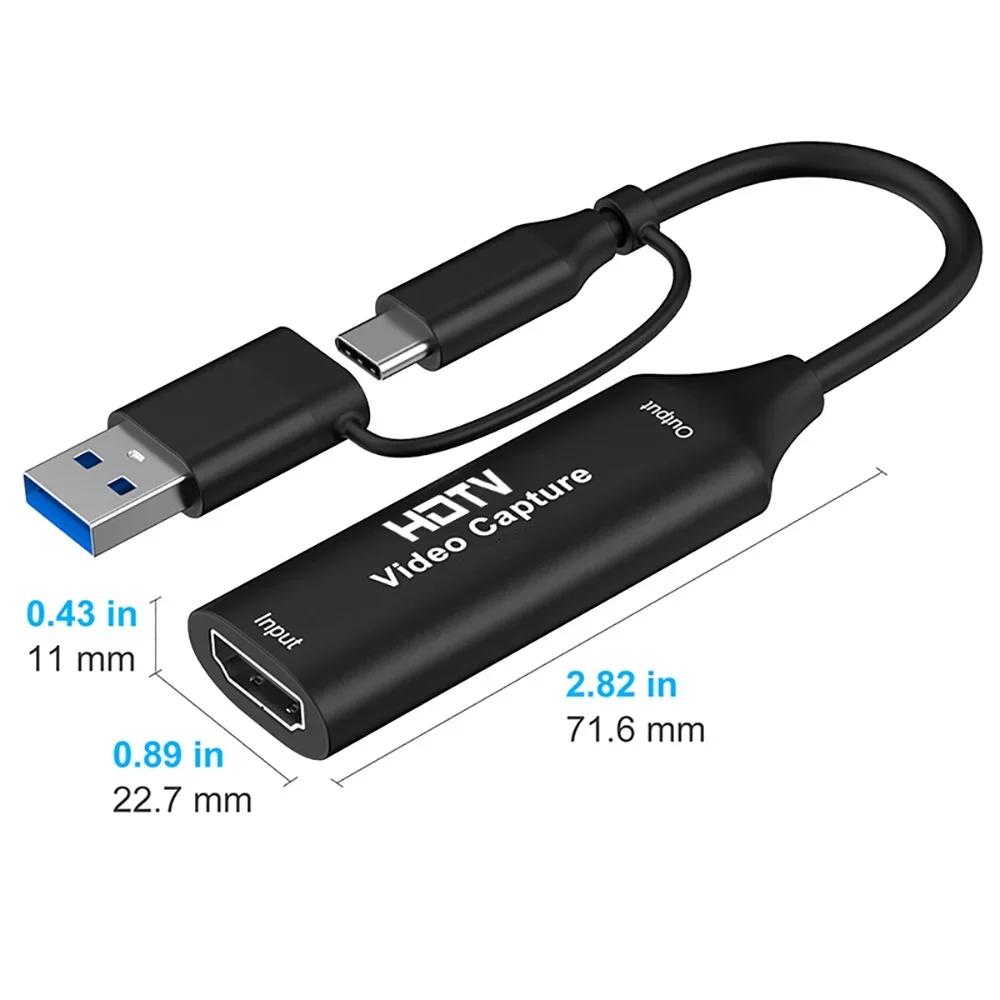 USB 3.0 Video Capture Card 2 in 1 4K hdmi-compatible to USB 2.0 Type C Game Grabber Record For Switch Xbox PS5/4 Live Broadcast
