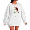 Ladies' Christmas Printed Bow Round Neck Long Sleeved Loose Pullover Sweater Sweatshirt Top