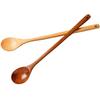 SITEDAN Long Spoons (2-Piece Set), Wooden Spoons with Long Handles, 33cm Long, Heat-Resistant, for Stirring, Simmering, and Hot Pots